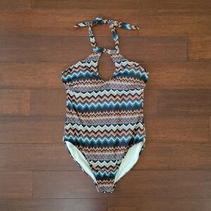 Leilani One-Piece Halter Neck Swimsuit Women's Size 14 Full Coverage Padded Bra